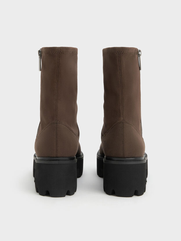 Imogen Faux Suede Chunky Ankle Boots, Chocolate Textured, hi-res