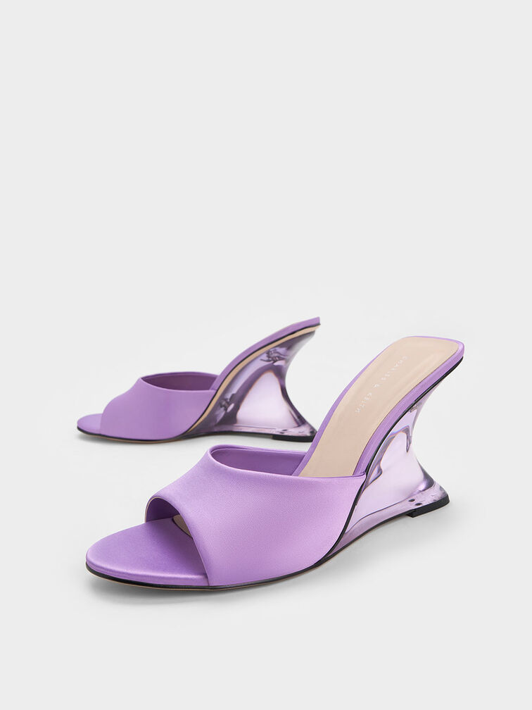 Recycled Polyester Sculptural Heel Wedges, Purple, hi-res