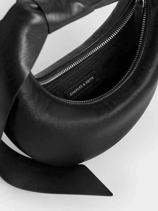 Micro bolso hobo anudado Toni tipo media luna, Noir, hi-res
