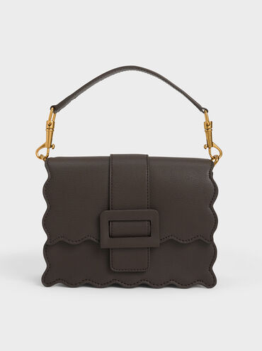Waverly Scallop-Trim Bag, Dark Moss, hi-res