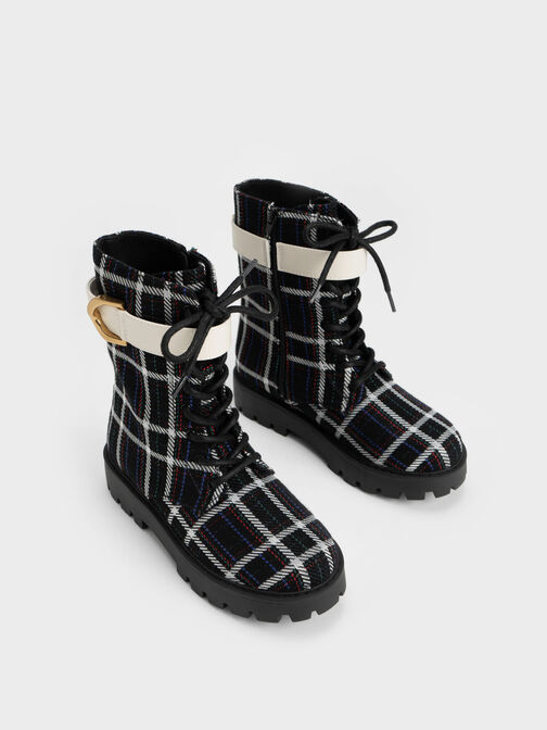 Gabine 兒童綁帶厚底靴, 黑色特別款, hi-res