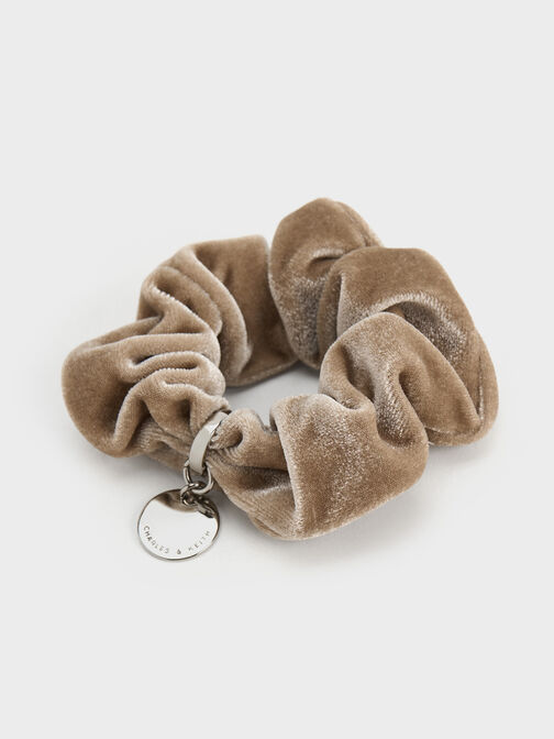 Velvet Scrunchie, Beige, hi-res