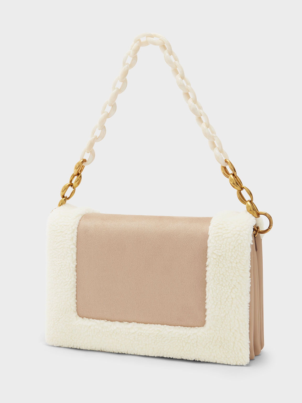 Evelynn Push-Lock Textured Shoulder Bag, Multi, hi-res