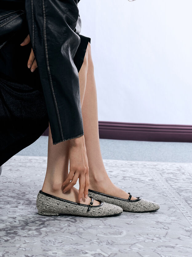 Tweed Contrast-Trim Mary Janes, Multi, hi-res