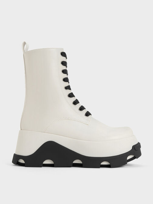Triana Two-Tone Platform Ankle Boots, White, hi-res