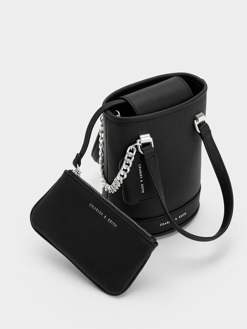 Avis Cylindrical Bucket Bag, Black, hi-res