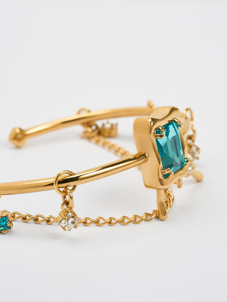 Zira Crystal Charm Cuff Bracelet, Gold, hi-res