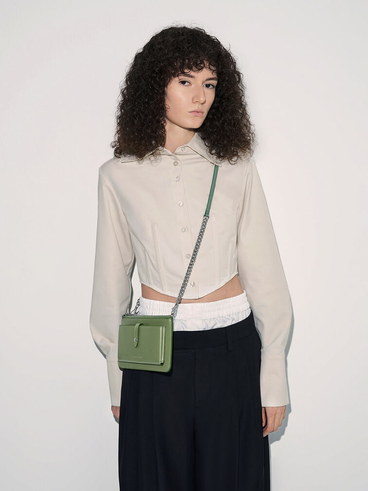 Rebel Top-Zip Long Wallet, Green, hi-res