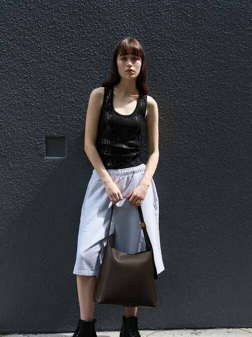 Bolso hobo grande Edna, Gris pardo, hi-res