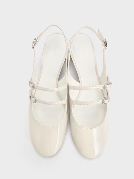 Double-Strap Slingback Mary Jane Pumps, Chalk, hi-res
