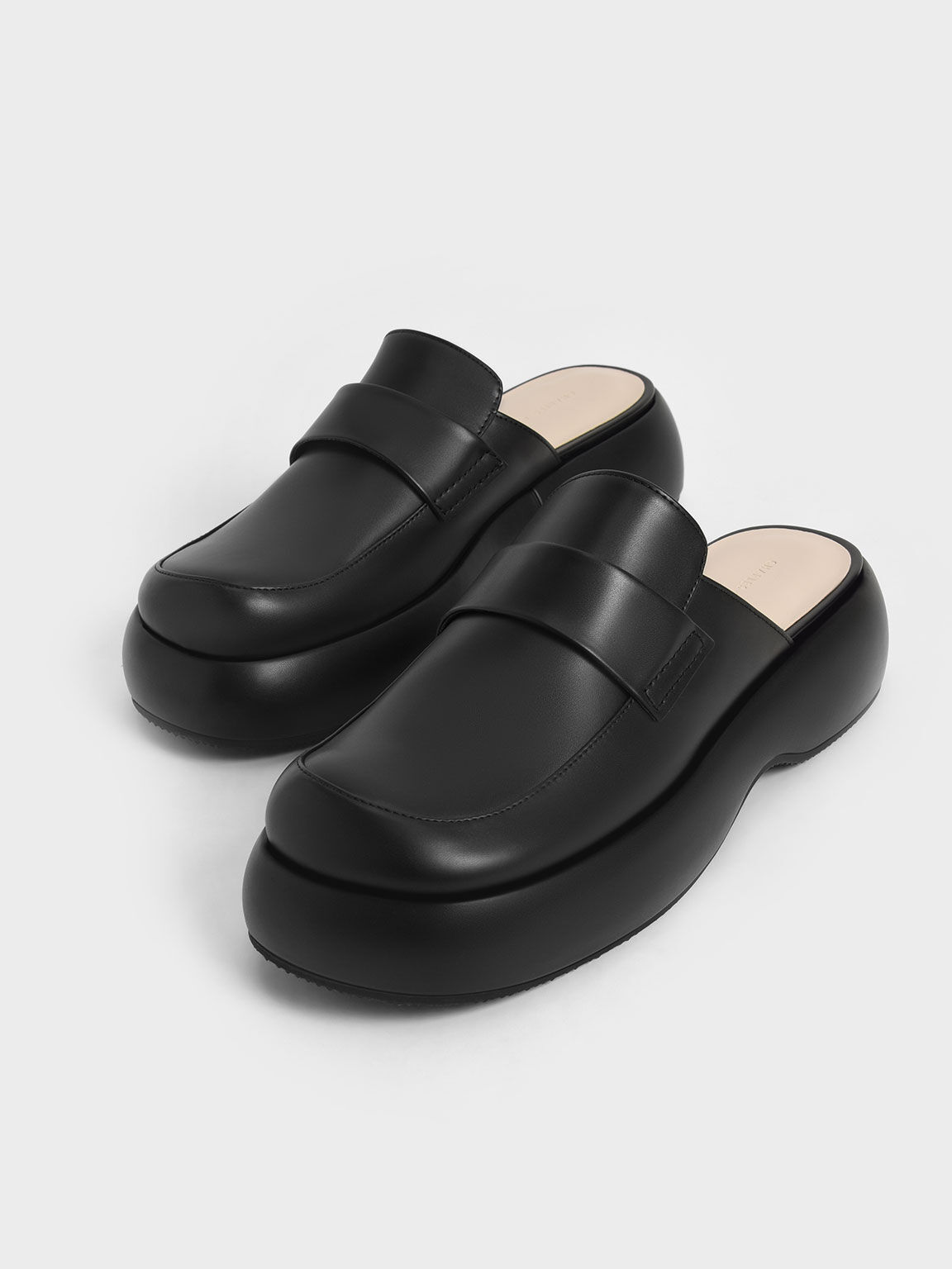 Rory Platform Penny Loafer Mules, Black, hi-res