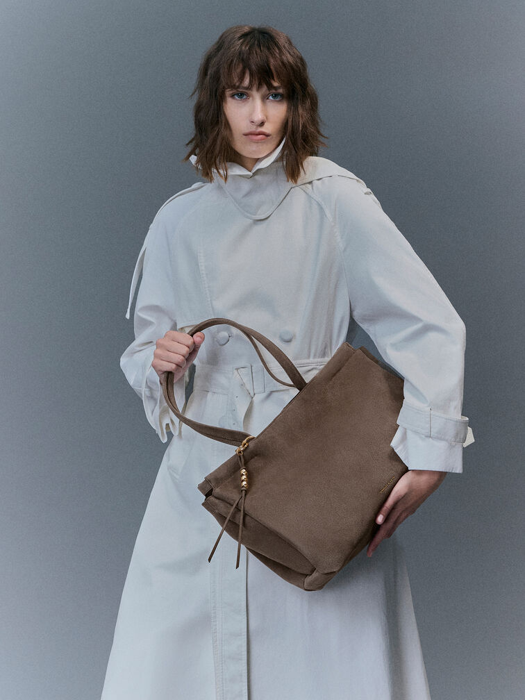 XL Zephyr Tassel Tote Bag, Stone Grey, hi-res