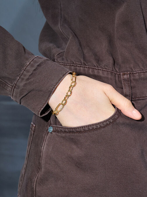 Reagan Crystal Chain-Link Bracelet, Gold, hi-res