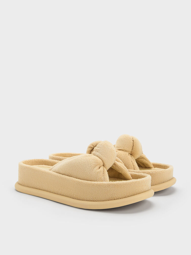 Loey Textured Knotted Slides, Beige, hi-res