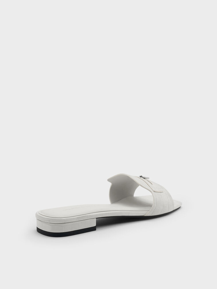 Griselda Croc-Effect Slide Sandals, Animal Print White, hi-res