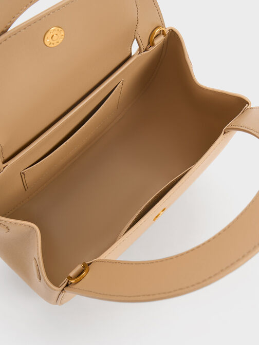 Double Handle Curved Tote, Nude, hi-res