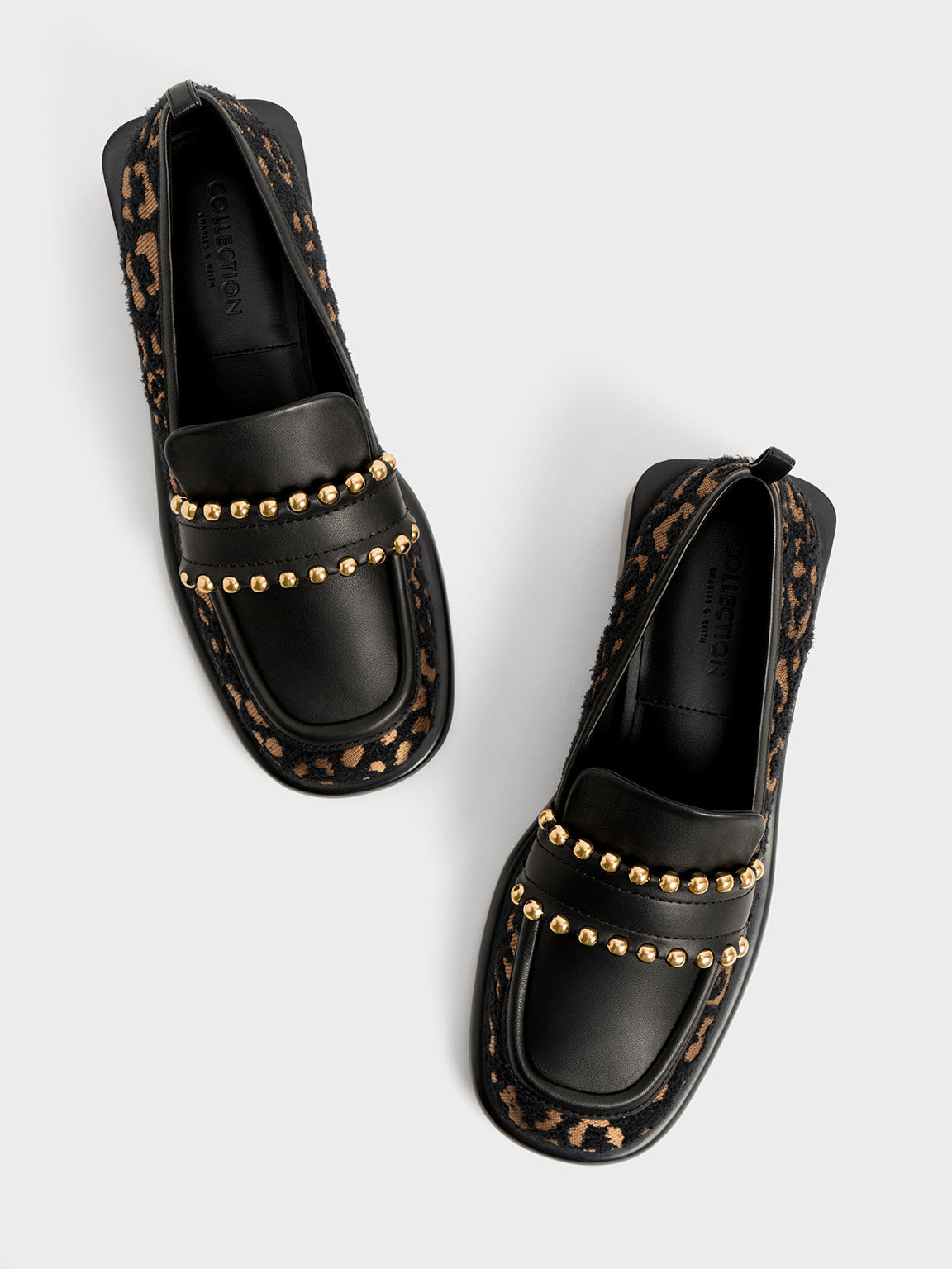 Womens black hot sale studded loafers