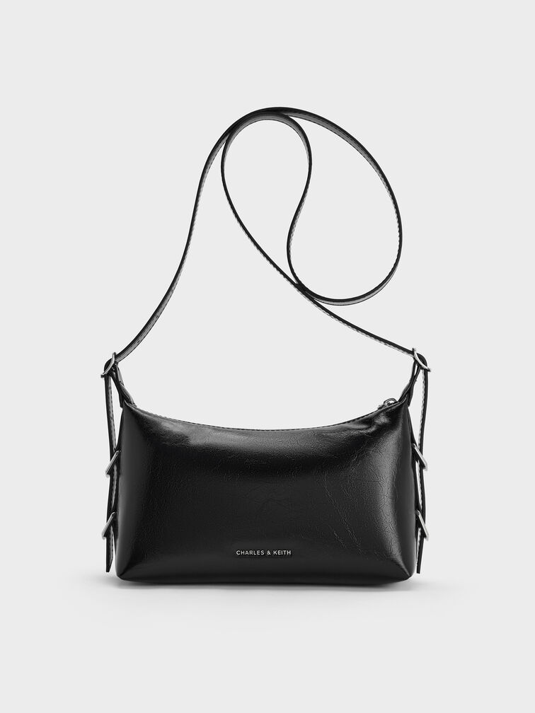 Bryna Belted Shoulder Bag, Noir, hi-res