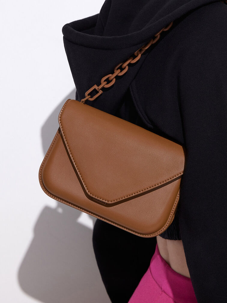 Camelia Envelope Crossbody Bag, Chocolate, hi-res