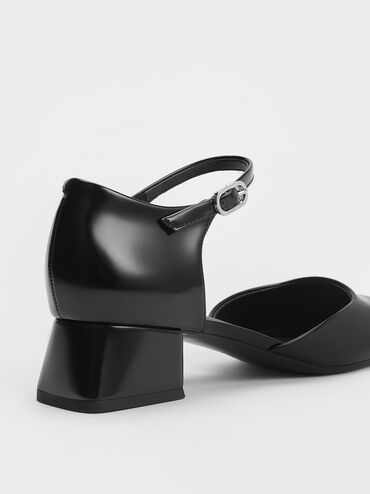Zapatos D'Orsay con correa en el tobillo, Negro pulido, hi-res