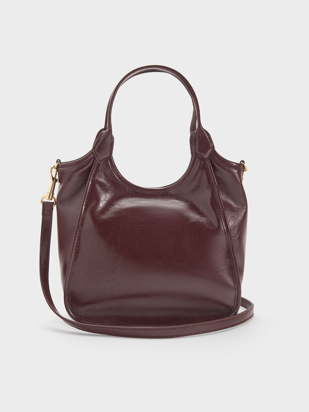Mini Sianna Crinkle-Effect Slouchy Tote Bag, Wineberry Red, hi-res