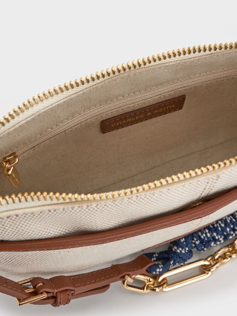 Addison Canvas Knotted-Rope Shoulder Bag, Lona gris pardo, hi-res