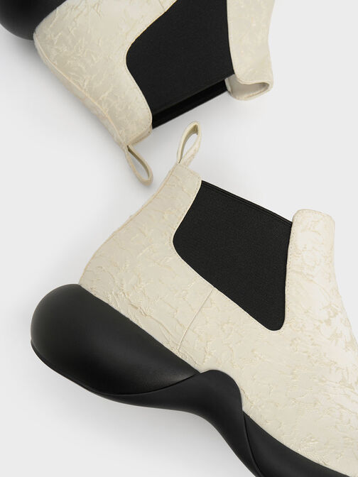 Hallie Textured Ankle Boots, White, hi-res