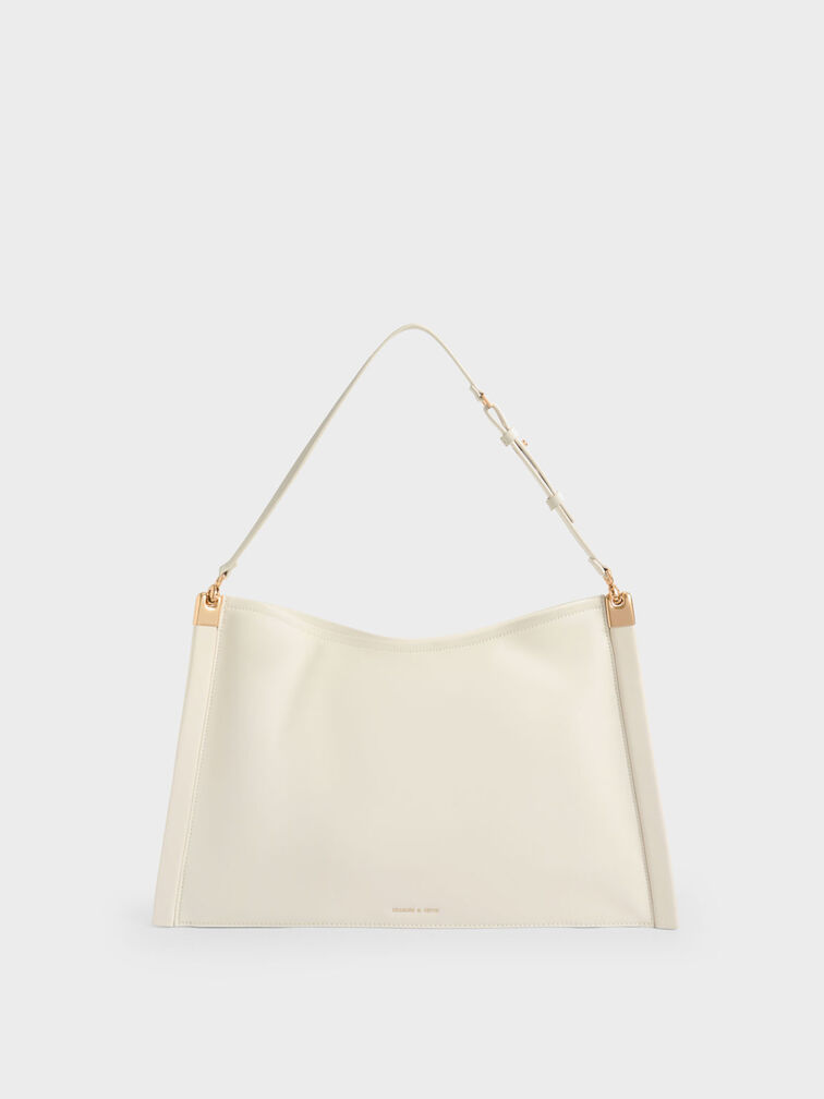 Bolso tote holgado Ridley, Crema, hi-res