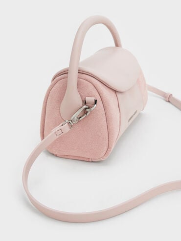 Girls' Nelly Recycled Suede Top Handle Bag, Pink, hi-res