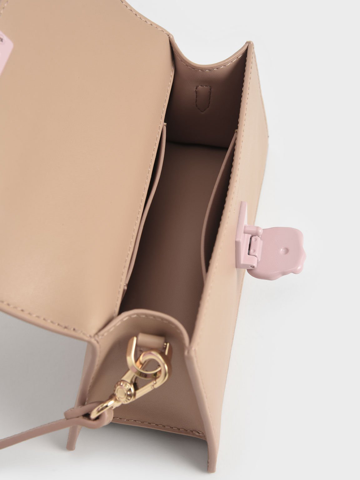 Leather Top Handle Bag, Nude, hi-res
