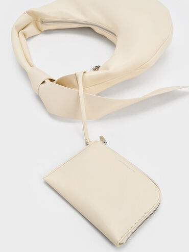 Toni Knotted Curved Hobo Bag, Chalk, hi-res