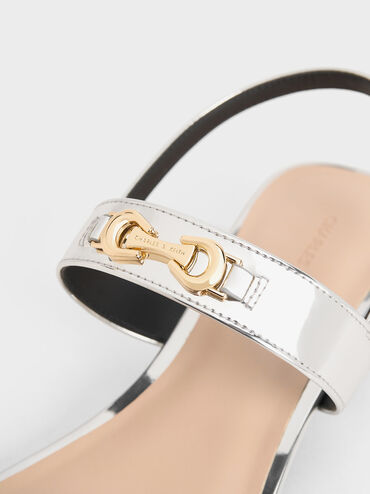 Trifina Metallic-Accent Slingback Sandals, Silver, hi-res