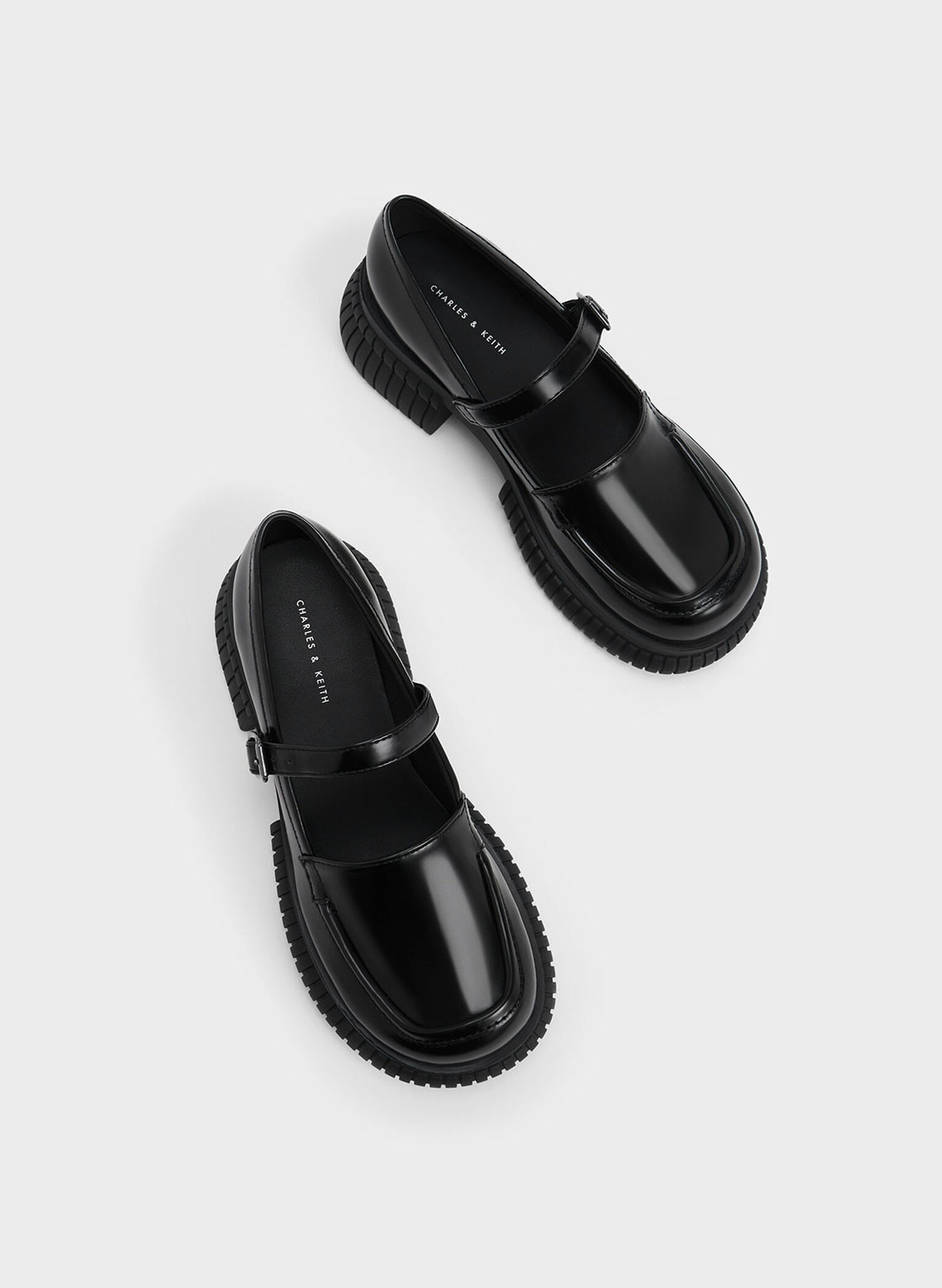 Buckled Mary Jane Loafers, Black, hi-res