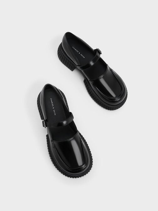 Buckled Mary Jane Loafers, Black, hi-res