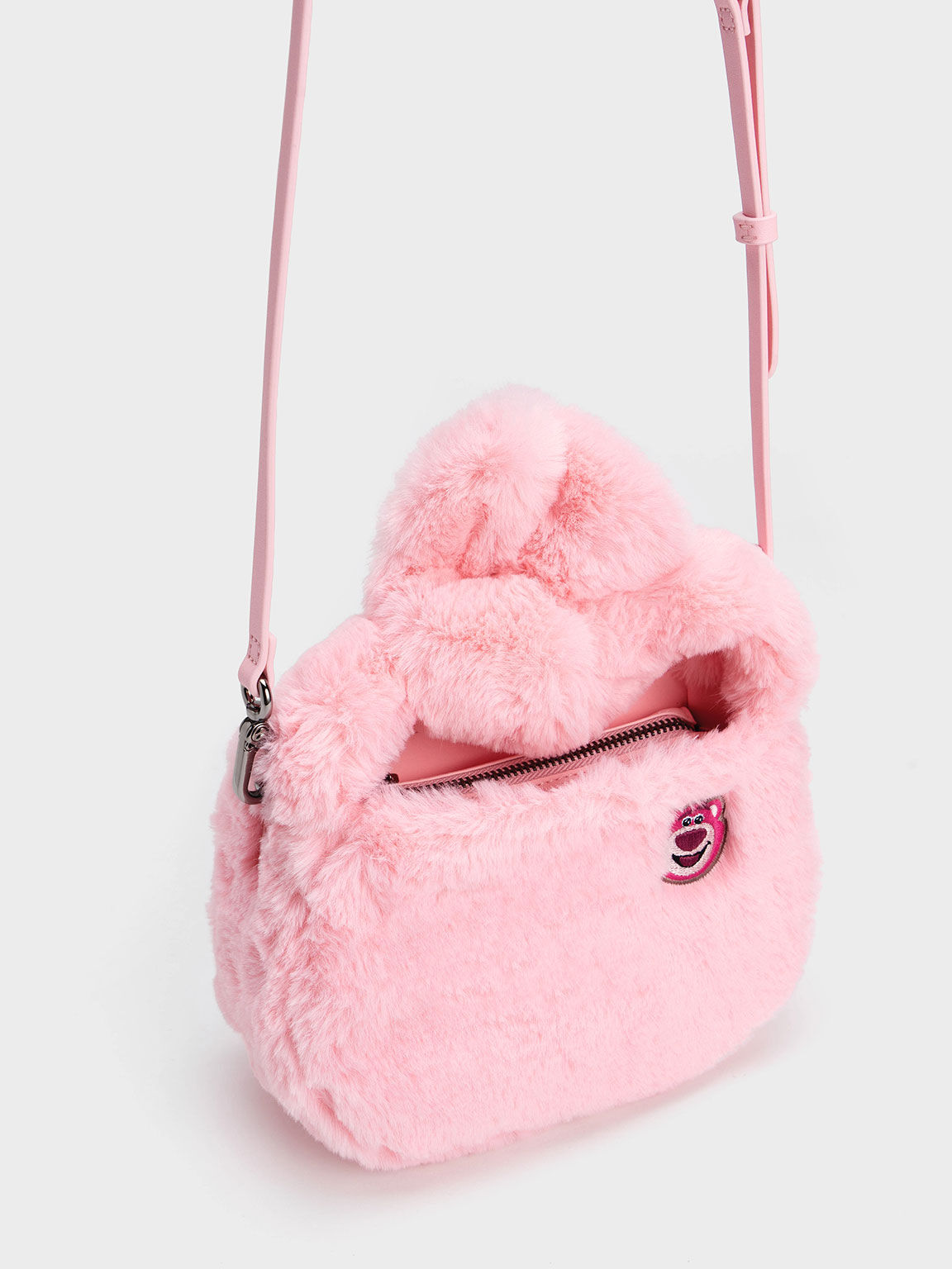 Lotso Furry Knotted Bag, Pink, hi-res