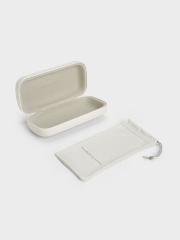 Delta Metallic-Rim Square Sunglasses, Silver, hi-res