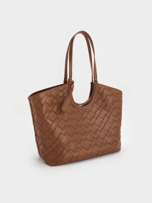 Ivette Woven Tote Bag, Chocolate, hi-res