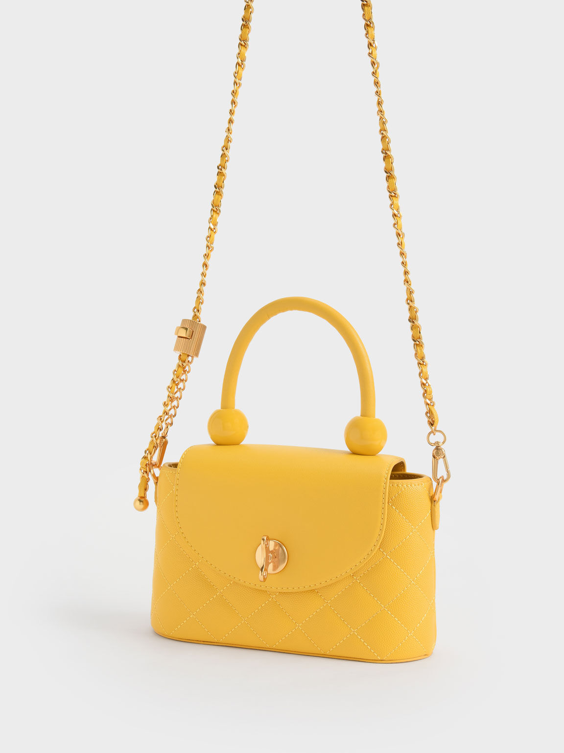Top Handle Circle Bag, Yellow, hi-res