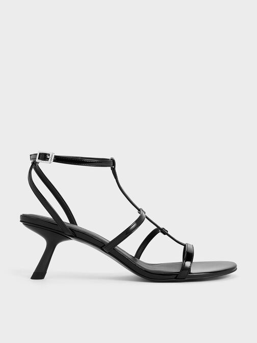 Clara Asymmetric T-Bar Sandals, Black Box, hi-res