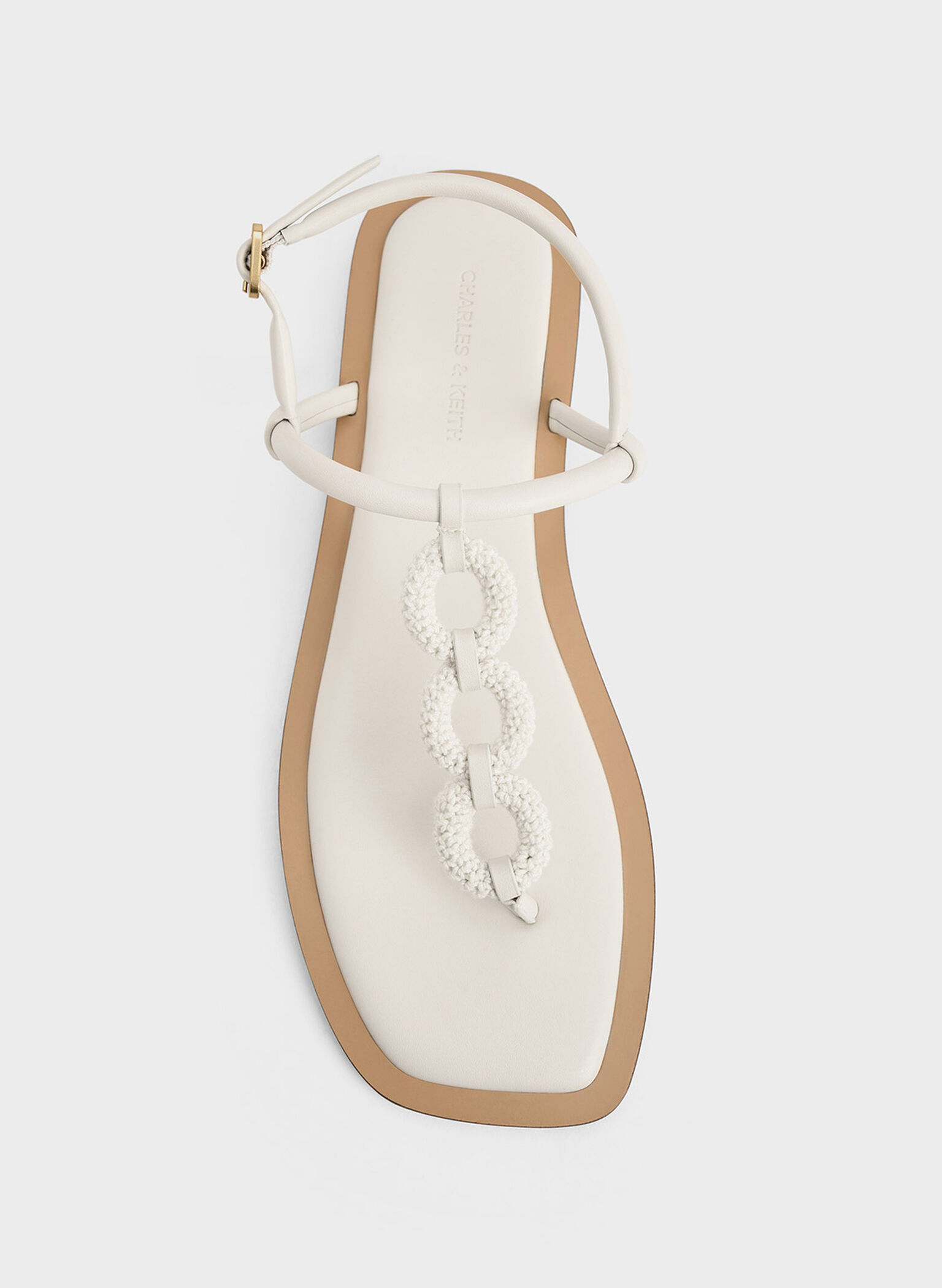 Raffia Ring Thong Sandals, Chalk, hi-res
