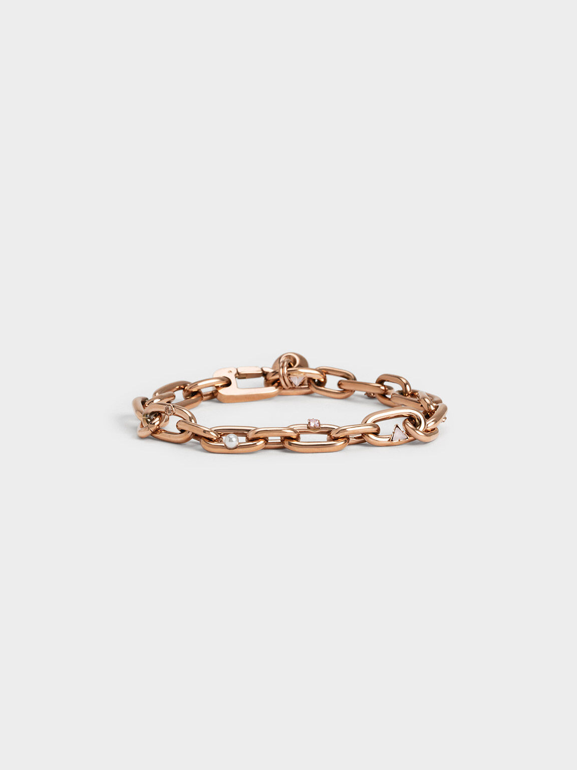 Crystal & Pearl Embellished Chain-Link Bracelet, Rose Gold, hi-res