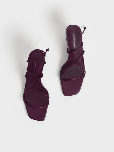 Strappy Tie-Around Stiletto Sandals, Purple, hi-res