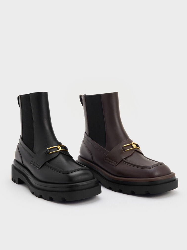 Gabine Leather Loafer Chelsea Boots, Dark Brown, hi-res