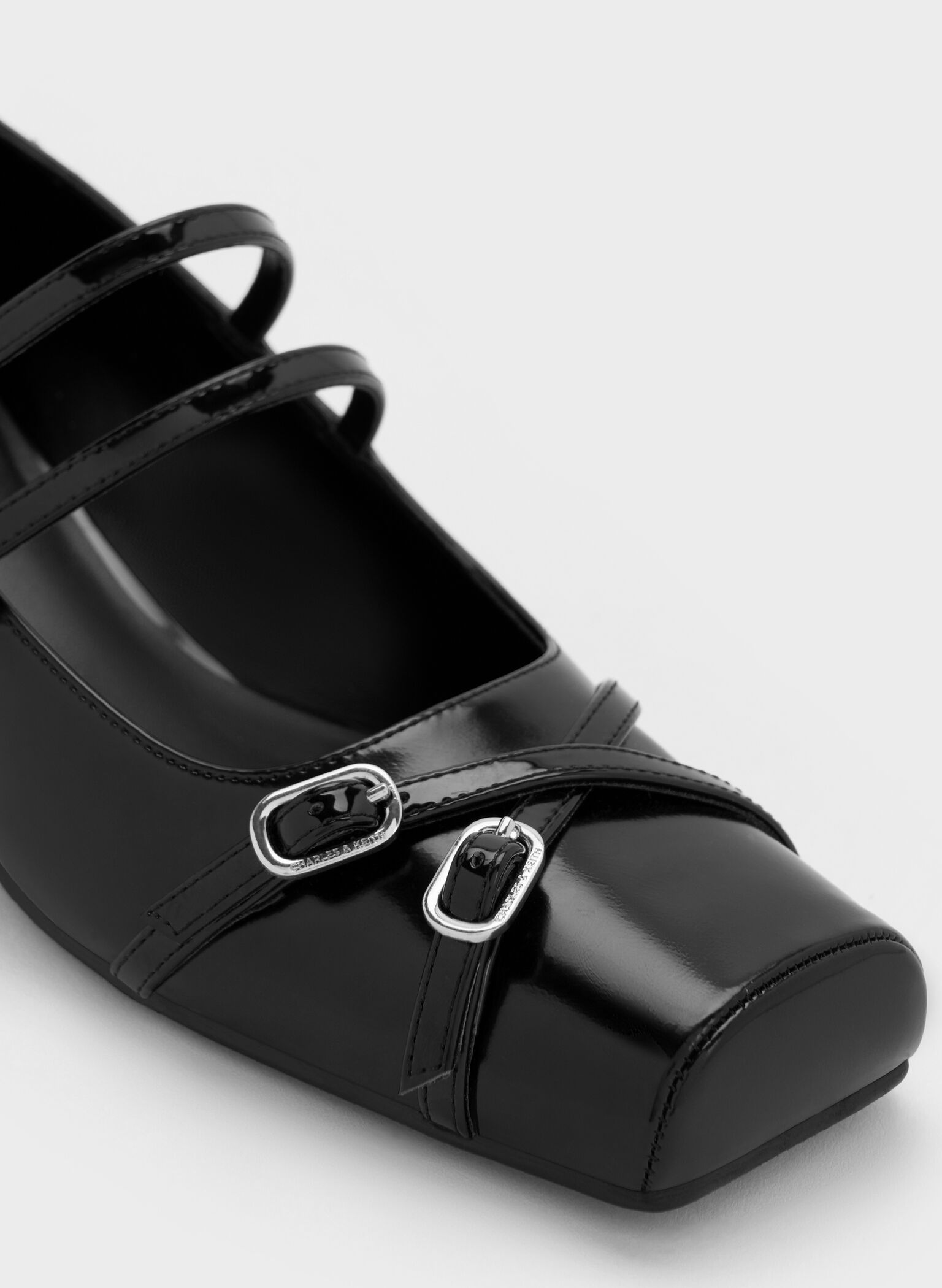 Double-Strap Mary Jane Pumps, Black Box, hi-res