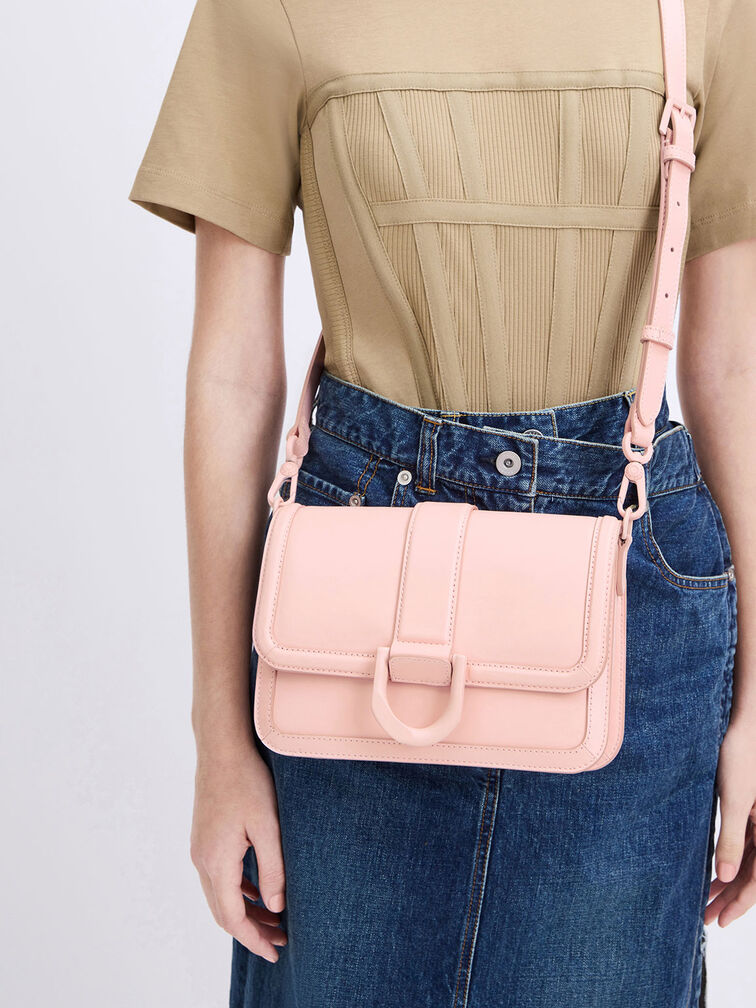 Gabine Leather Crossbody Bag, Pink, hi-res