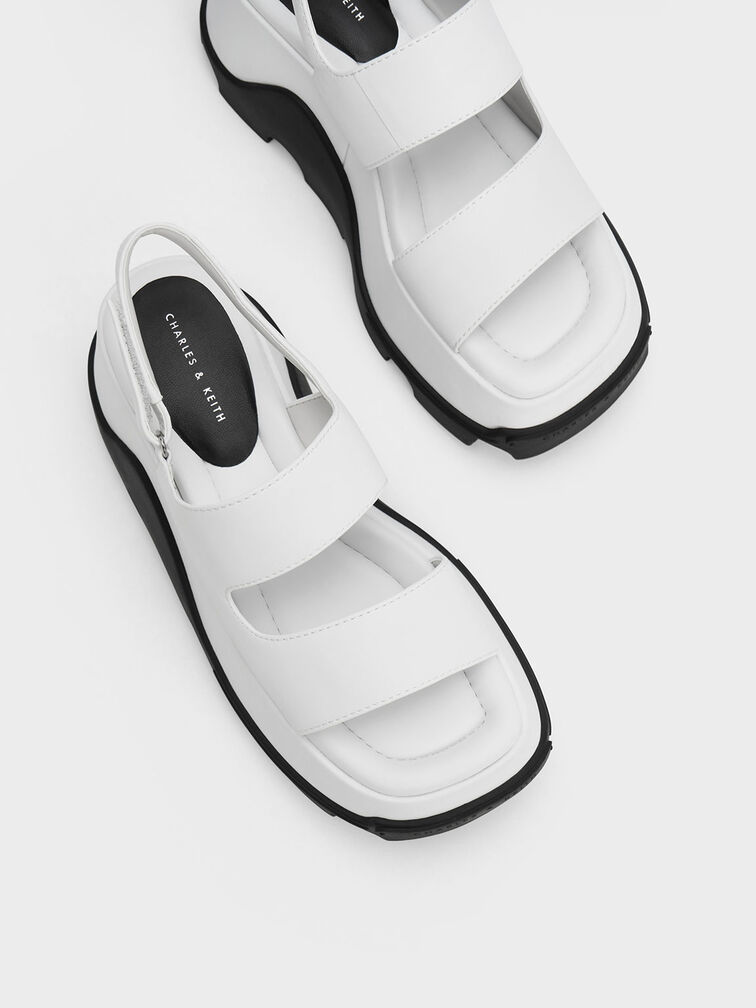Sandalias asimétricas de plataforma en dos tonos, Blanco, hi-res