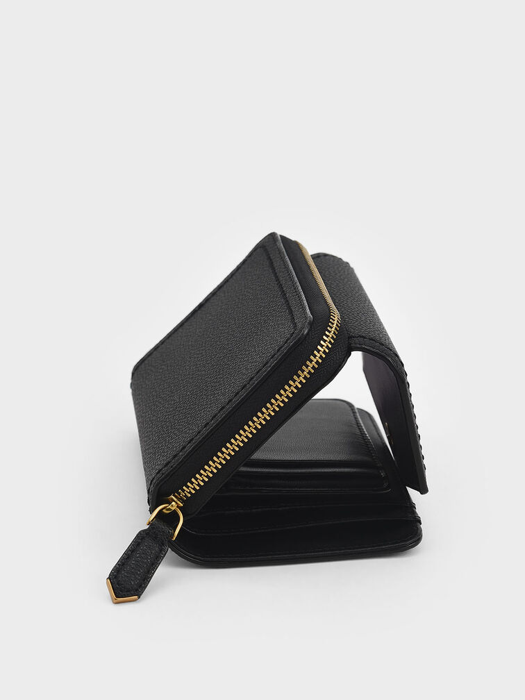 Stitch Trim Envelope Wallet, Black, hi-res