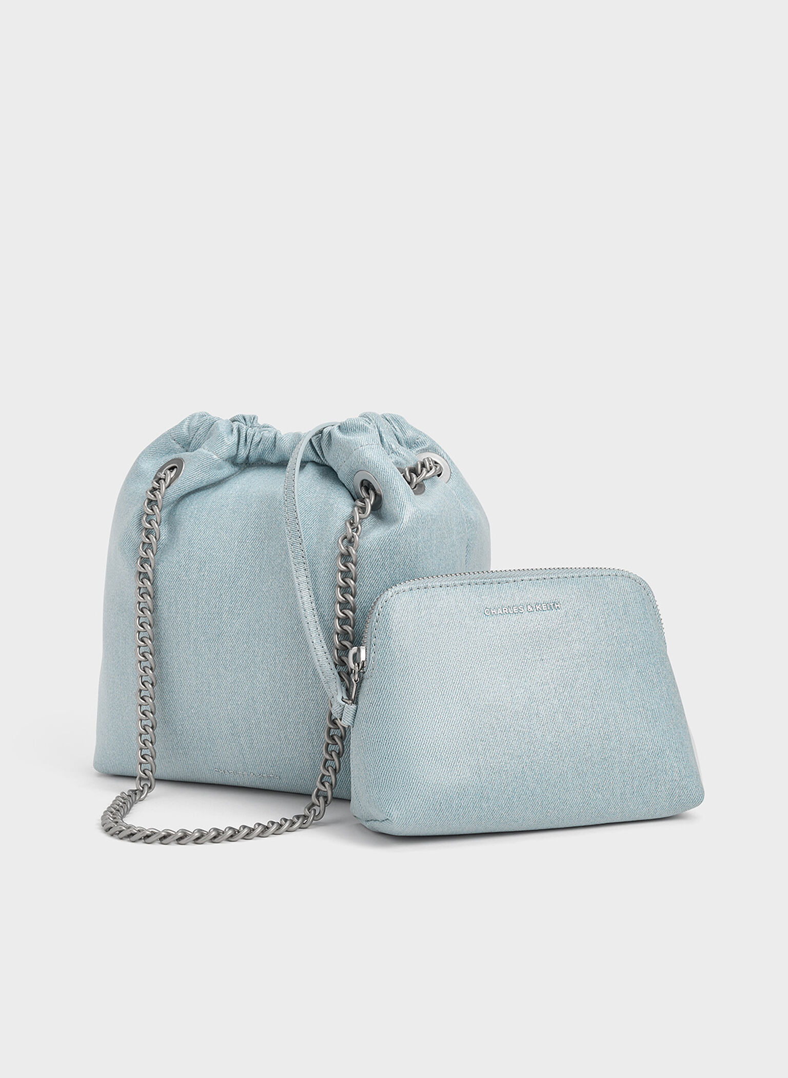 Caia Denim Chain-Handle Tote Bag, Denim Blue, hi-res