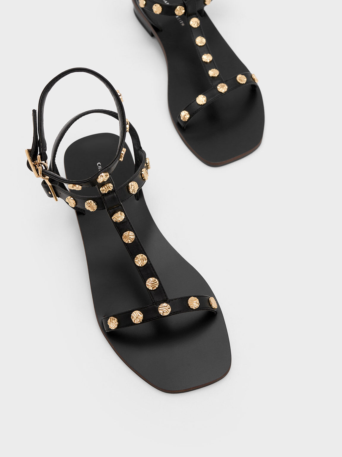 Black studded gladiator sandals cheap
