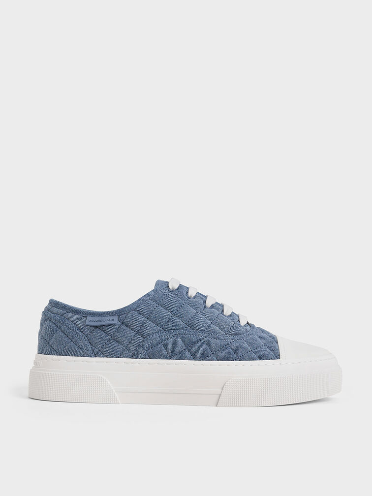 Joshi Denim Quilted Sneakers, Denim Blue, hi-res